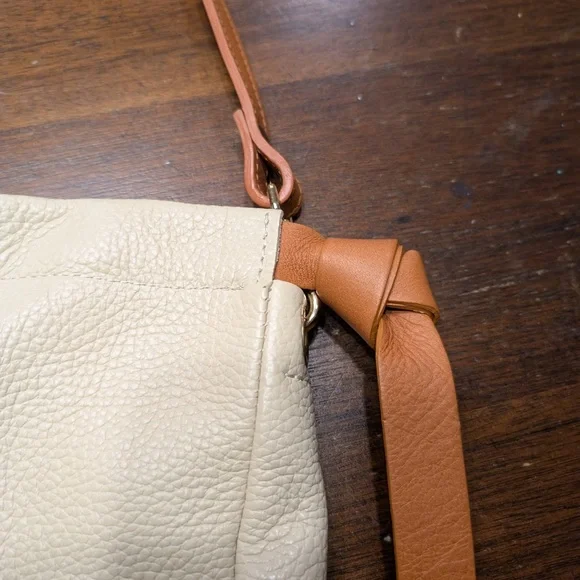 Valentina Cream and Tan Crossbody Bag with Textured Finish - Picture 10 of 10